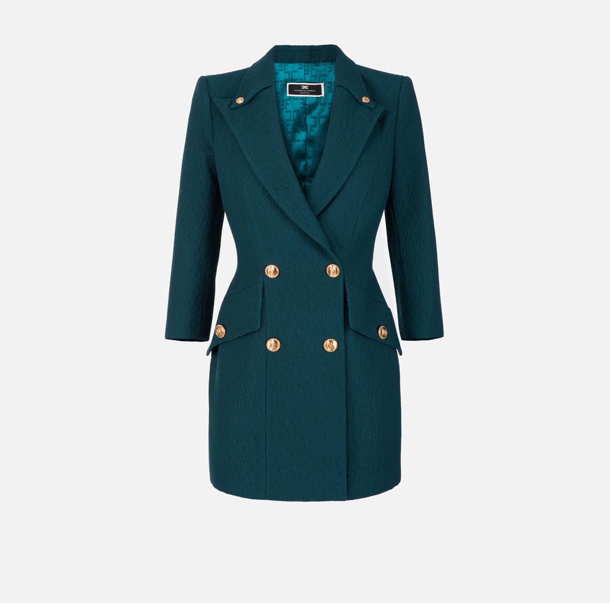 Coat dress with lapel and logo buttons - Image 1
